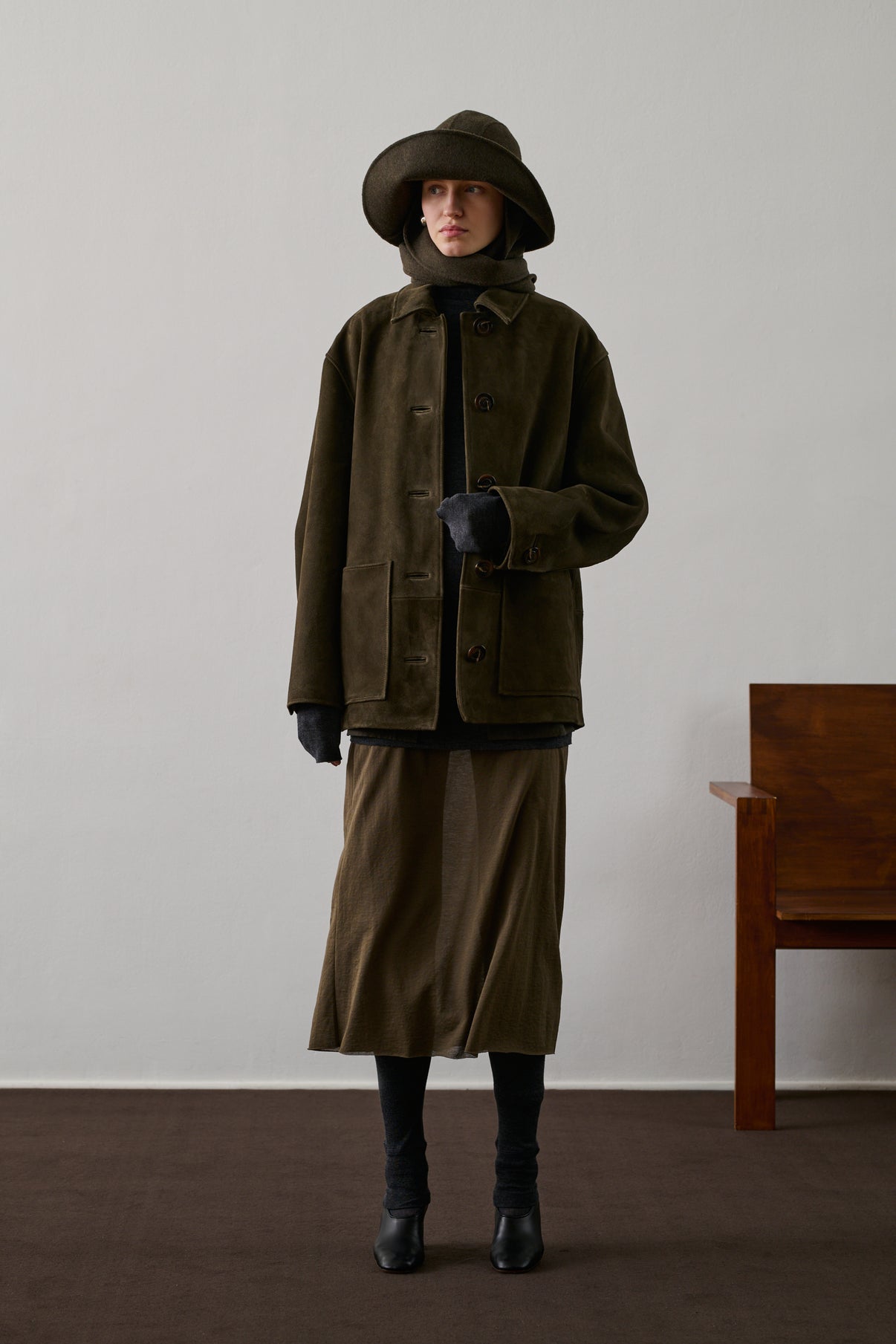 Veste Vincenzo - Kaki Foncé - Cuir - Femme vue 3